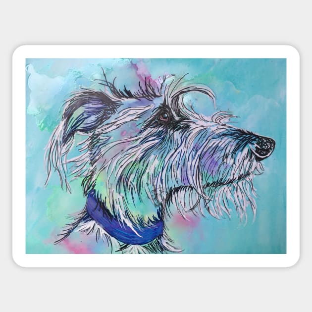 Scruffy colourful Lurcher Sticker by Merlinsmates